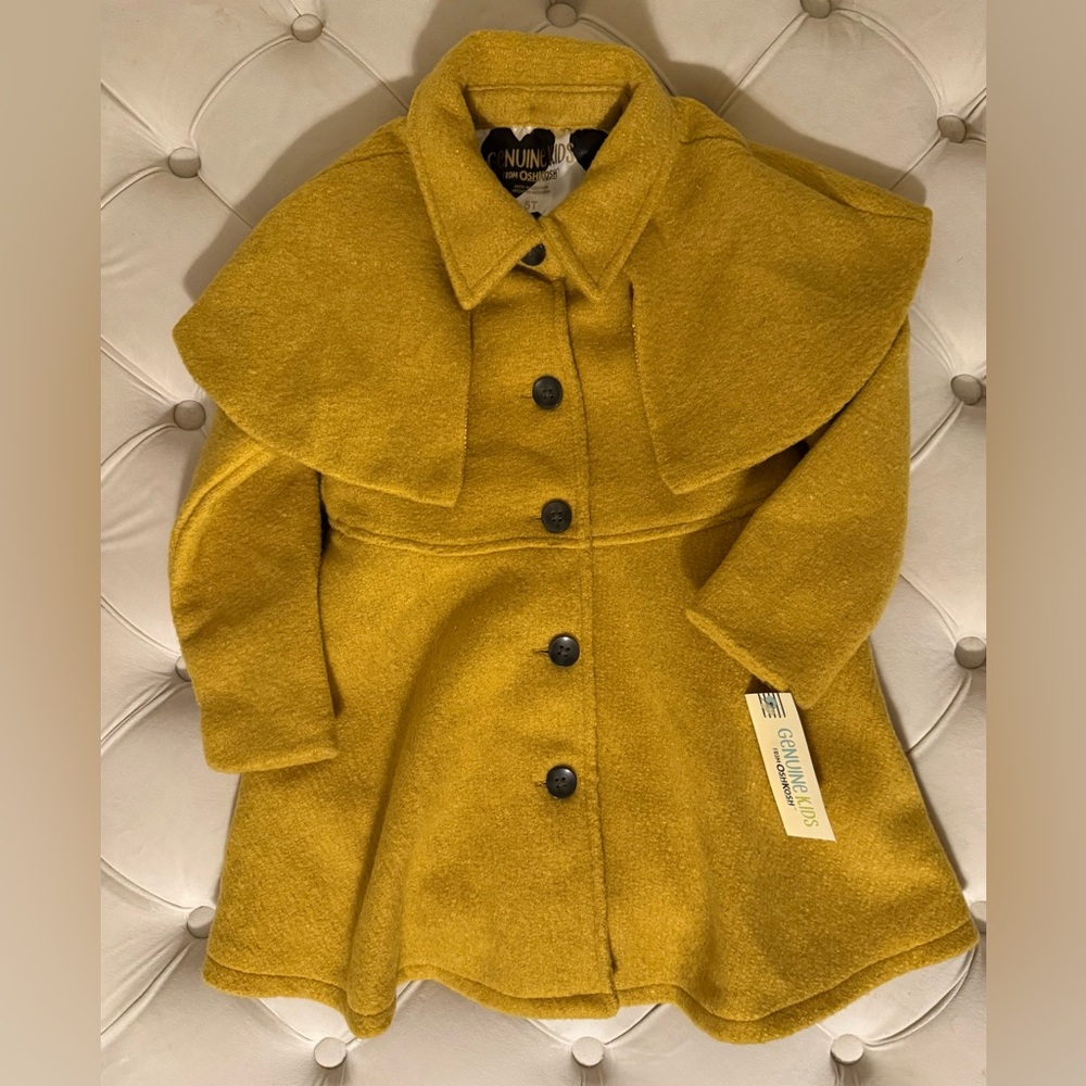 Genuine Kids From Oshkosh Mustard Yellow Peacoat Girls Size 5T NWT